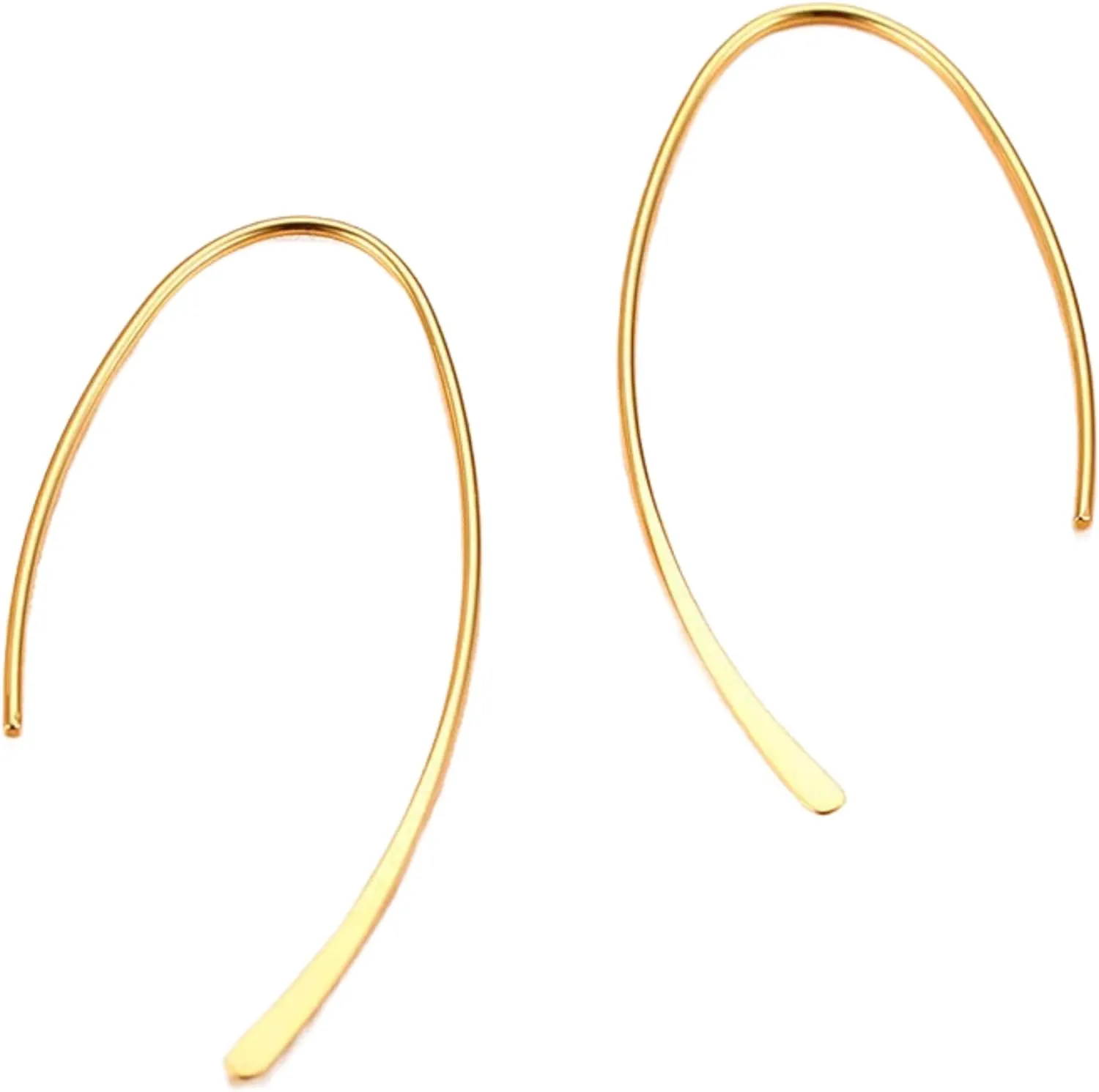 Minimalist Curved Wishbone Drop Earrings, Gold-Tone, Geometric Design