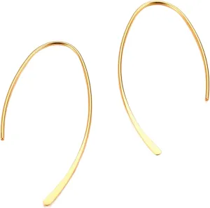 Minimalist Curved Wishbone Drop Earrings, Gold-Tone, Geometric Design