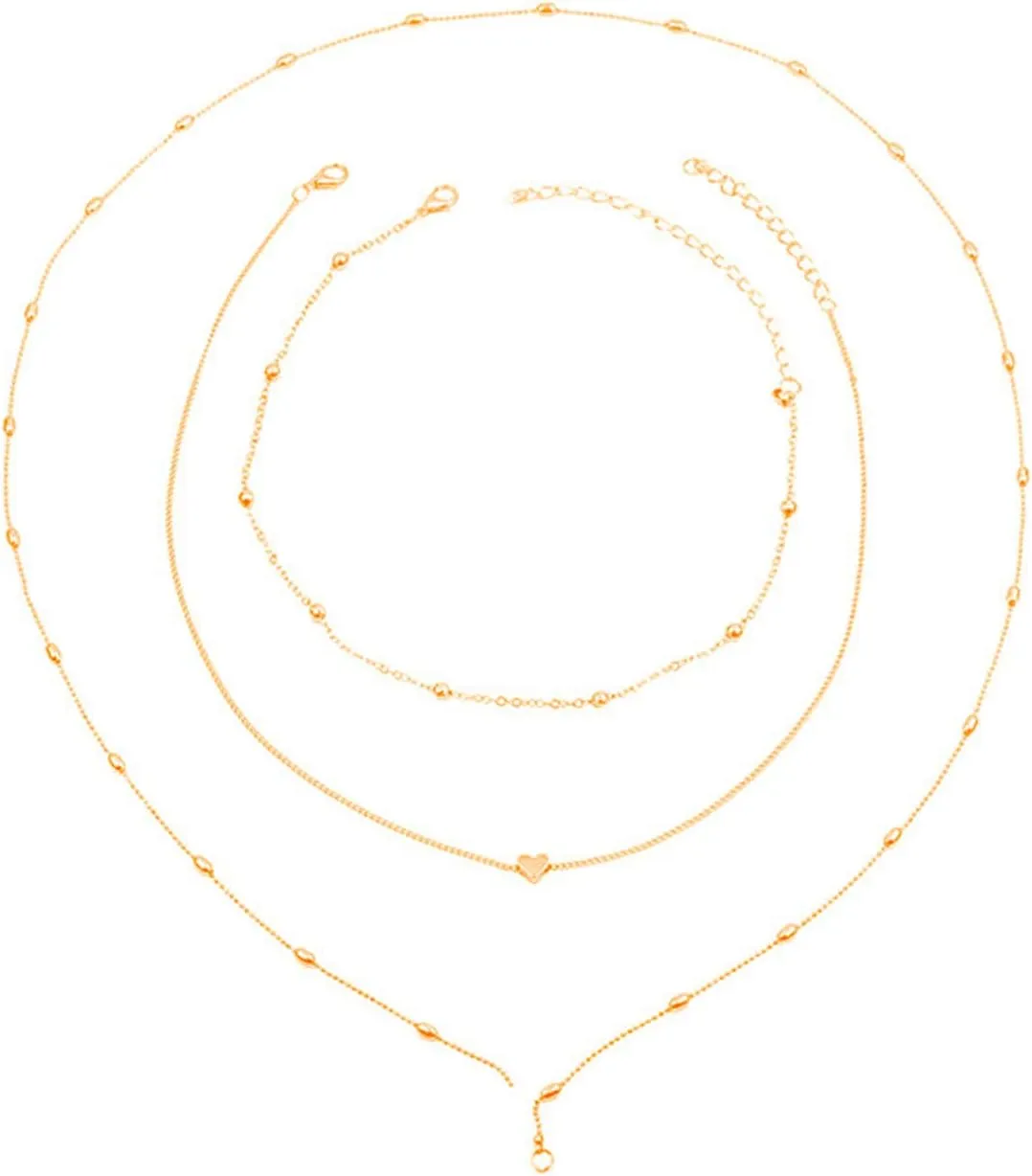 Minimalist Design Necklace Multi-Layered Dreat Charming Idea Trendy Women's Necklaces (Gold, One Size)