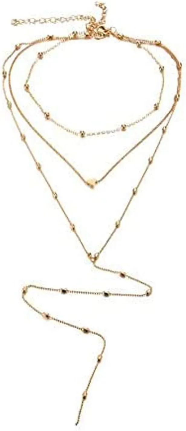 Minimalist Design Necklace Multi-Layered Dreat Charming Idea Trendy Women's Necklaces (Gold, One Size)