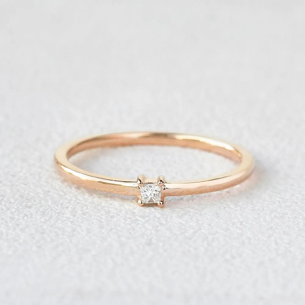 Minimalist Diamond Solitaire Petite Ring