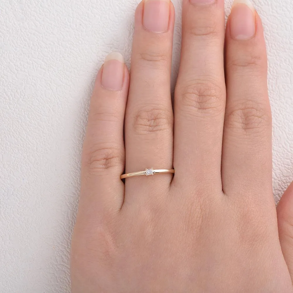 Minimalist Diamond Solitaire Petite Ring