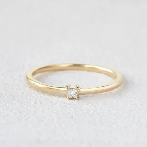 Minimalist Diamond Solitaire Petite Ring