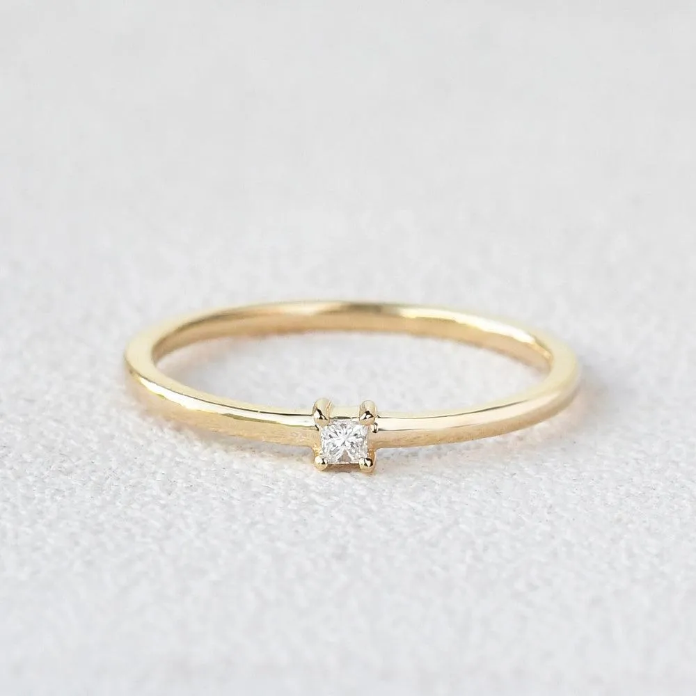 Minimalist Diamond Solitaire Petite Ring
