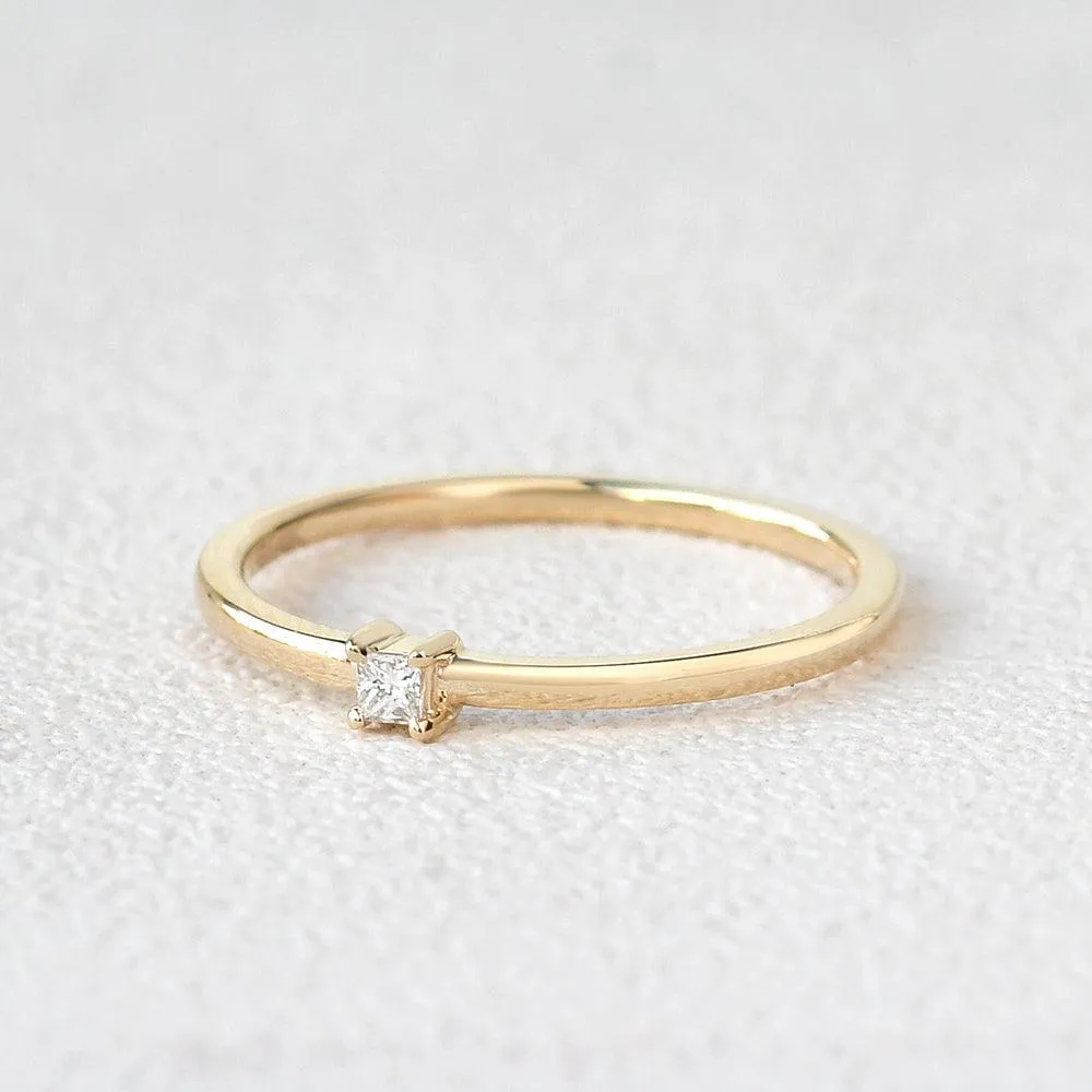 Minimalist Diamond Solitaire Petite Ring