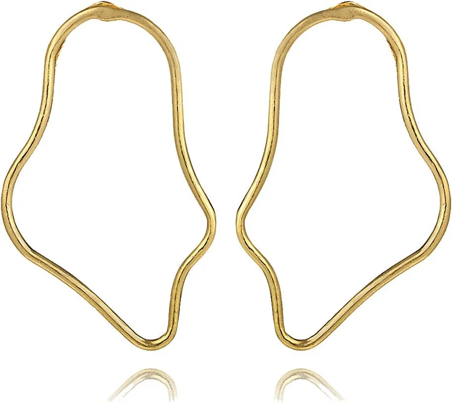 Minimalist Metal Geometric Irregular Earring Women Big Hollow Statement Earrings