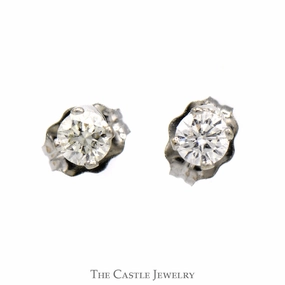 Adorable Accessory Festive Embellishment .20cttw Round Diamond Stud Earrings in 14k White Gold Butterfly Pushbacks