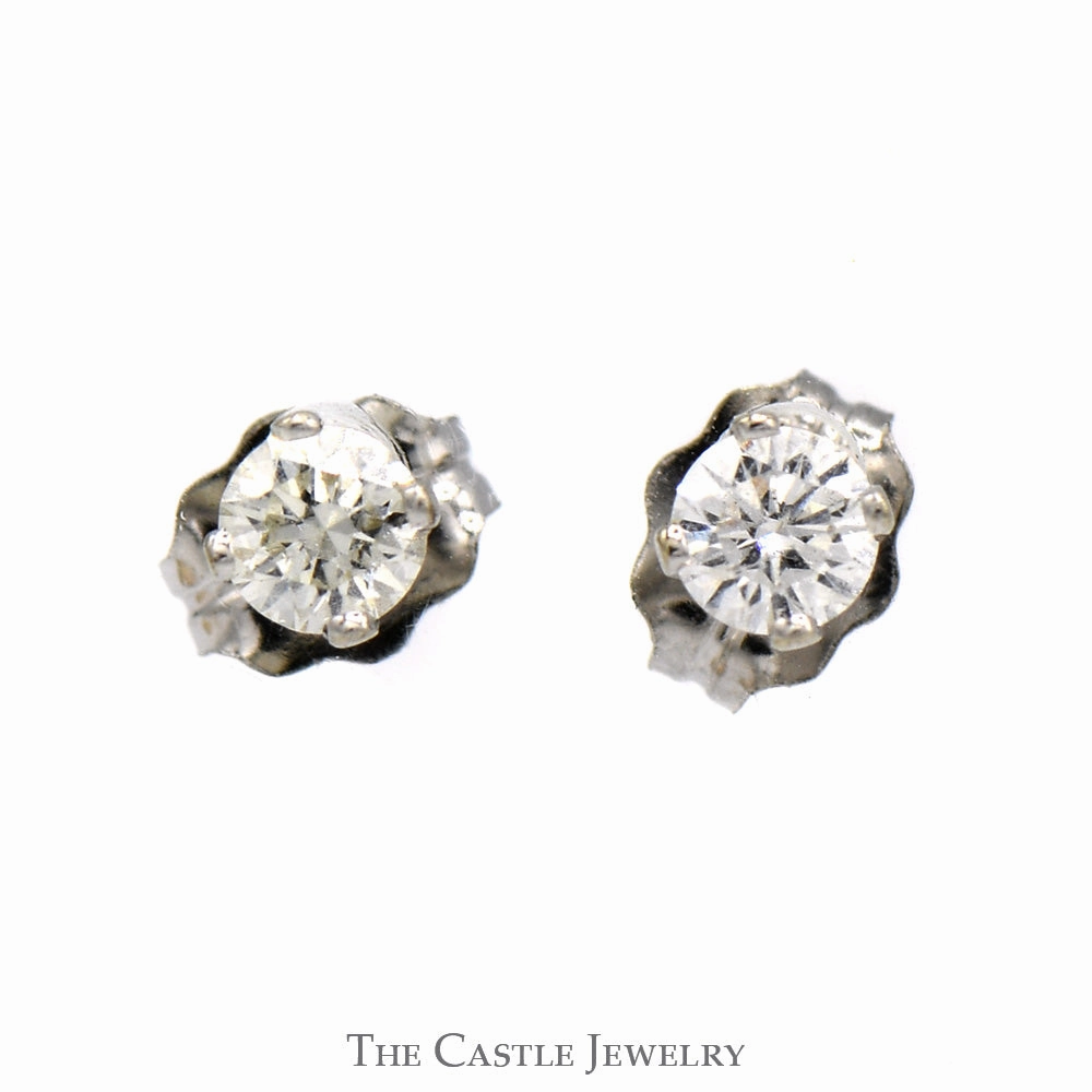 Adorable Accessory Festive Embellishment .20cttw Round Diamond Stud Earrings in 14k White Gold Butterfly Pushbacks