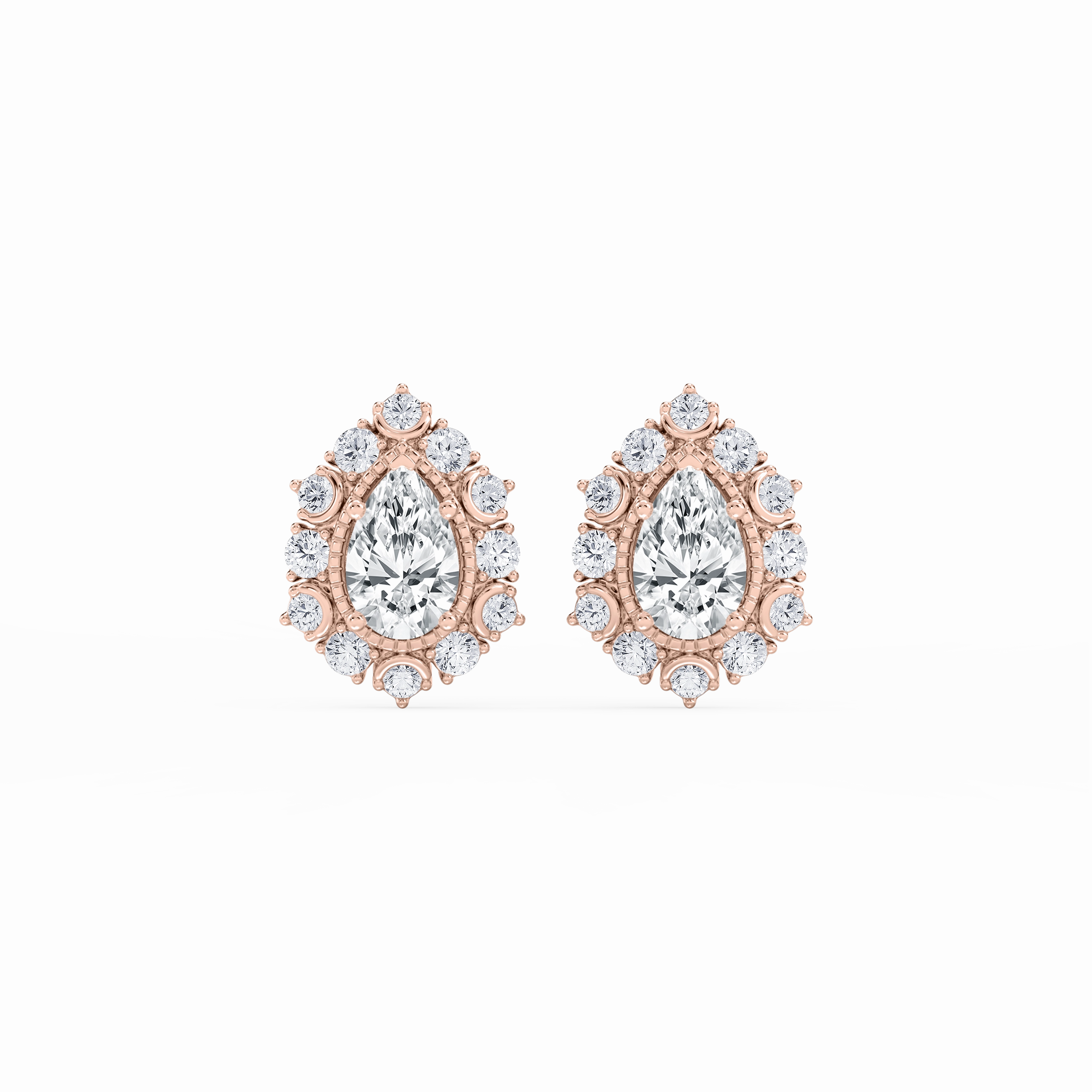 Unique Element 3 ctw Pear and Round Lab Grown Diamond Studs and Halo Jacket Set