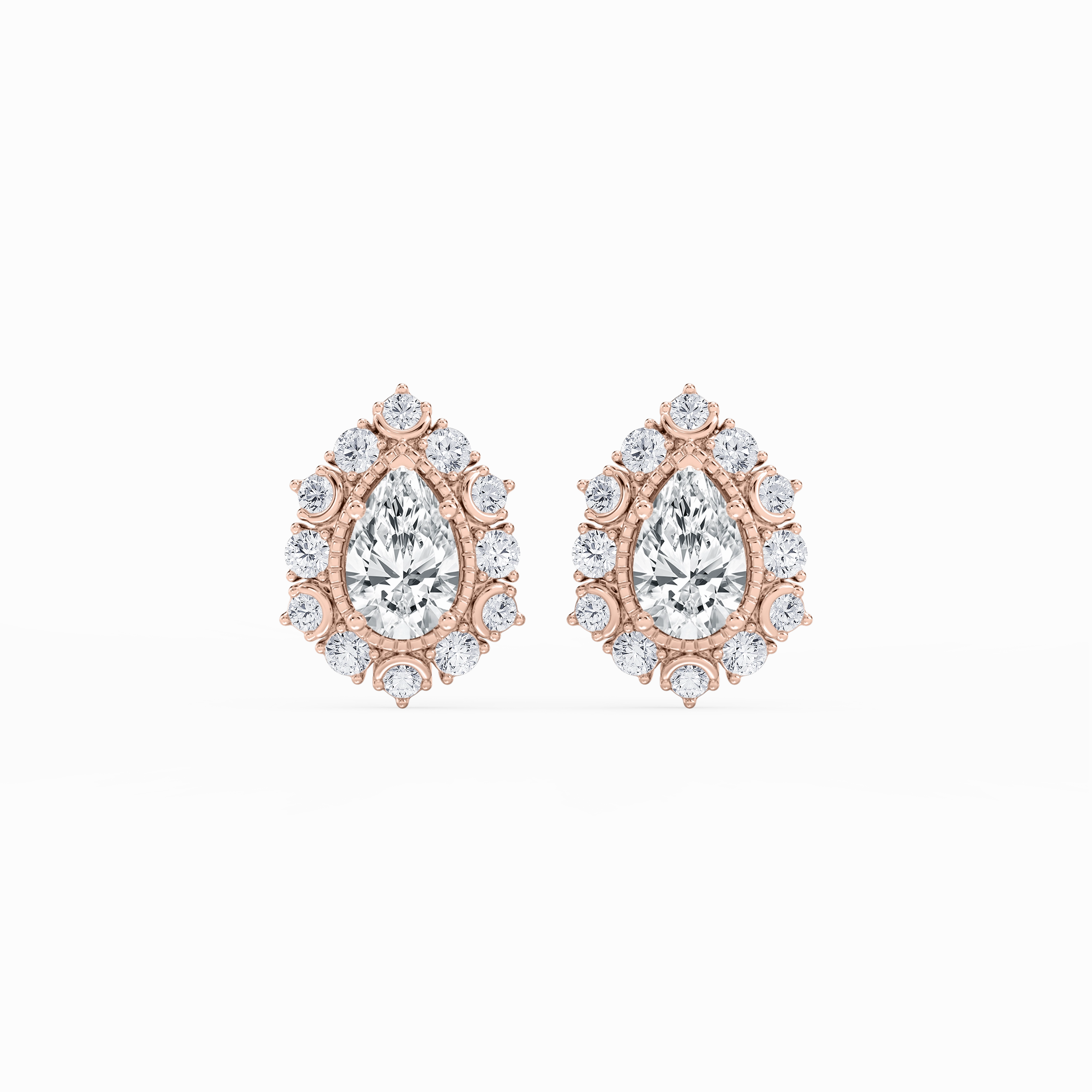 Secure Design 3 ctw Pear and Round Lab Grown Diamond Studs and Halo Jacket Set