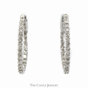 Premium Selection 1cttw Inside Out Hollywood Hoop Earrings in 14k White Gold