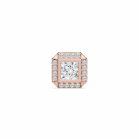 Princess Lab Grown Diamond Halo Single Stud Earring Beautiful Trinket Vintage Element
