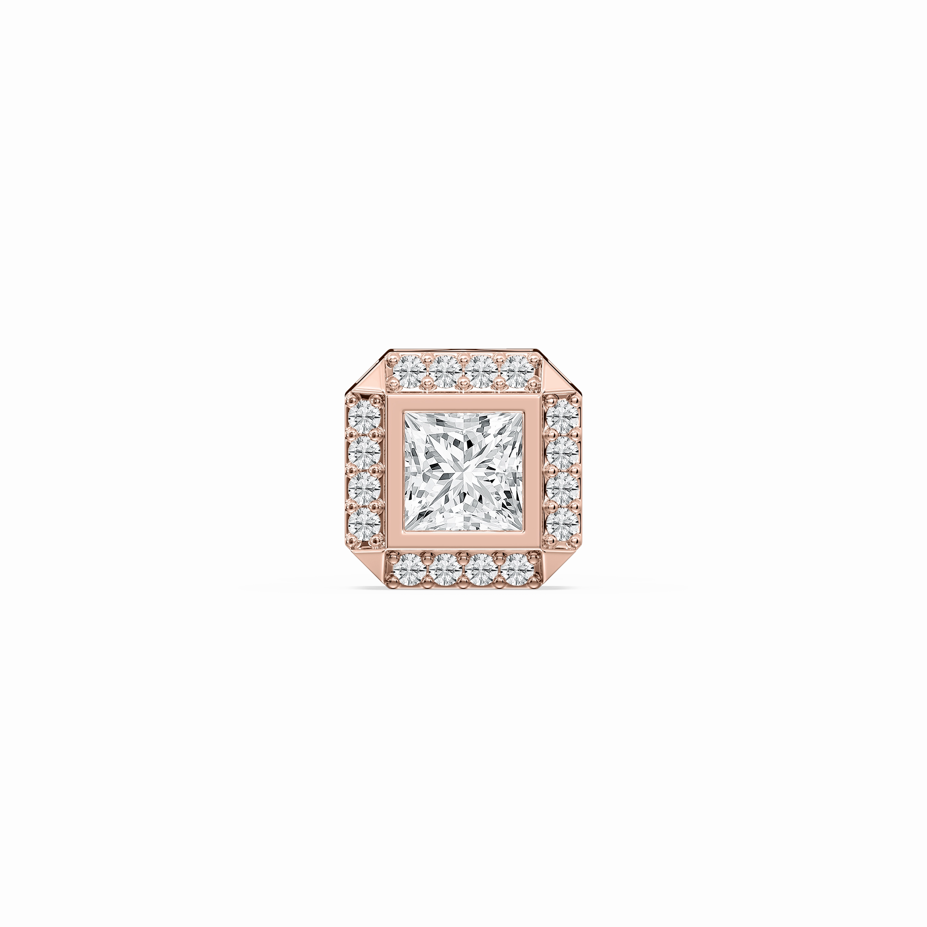 Casual Embellishment Princess Lab Grown Diamond Halo Single Stud Earring