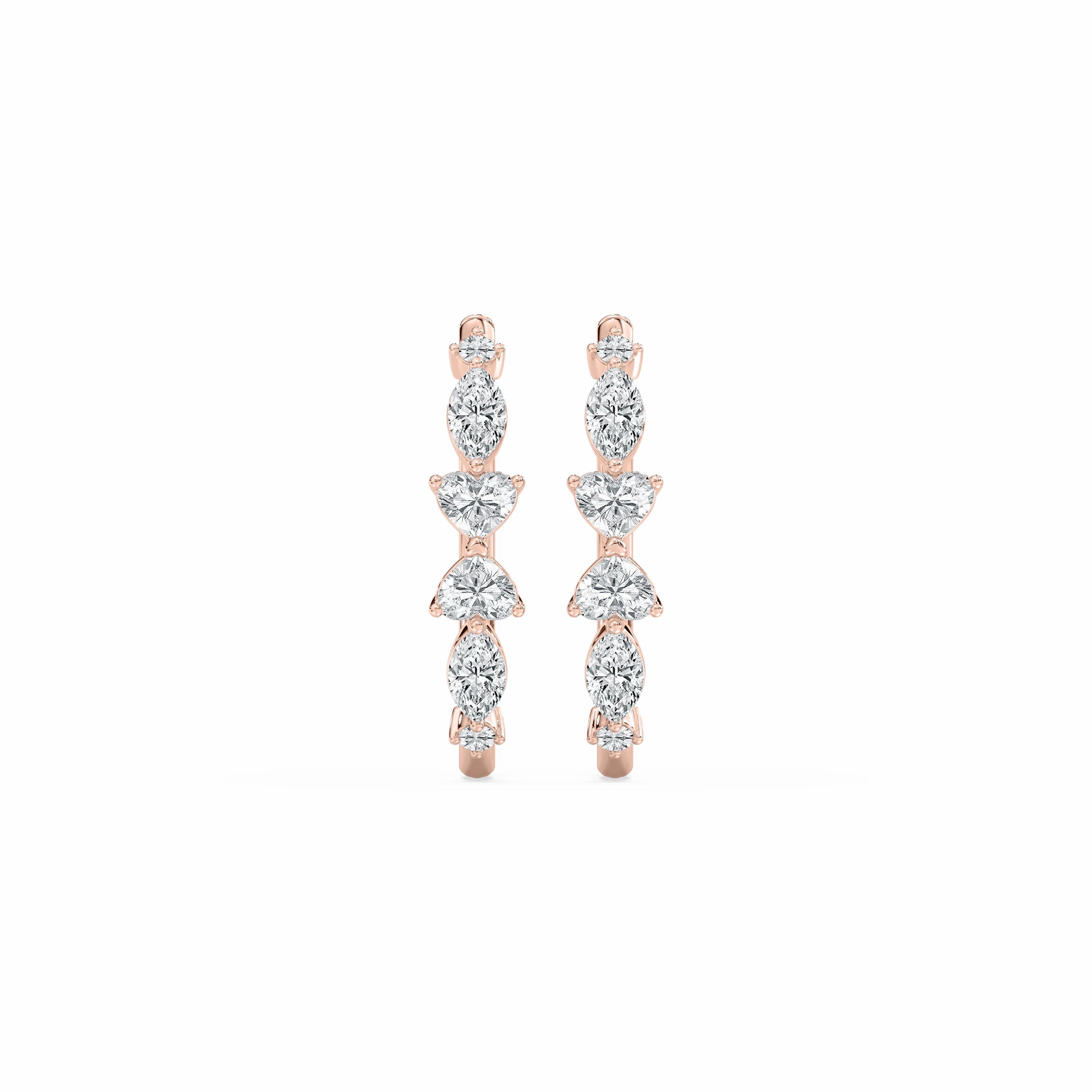 1 ? ctw Heart, Round and Marquise Lab Grown Diamond Hoop Earrings Stunning Design