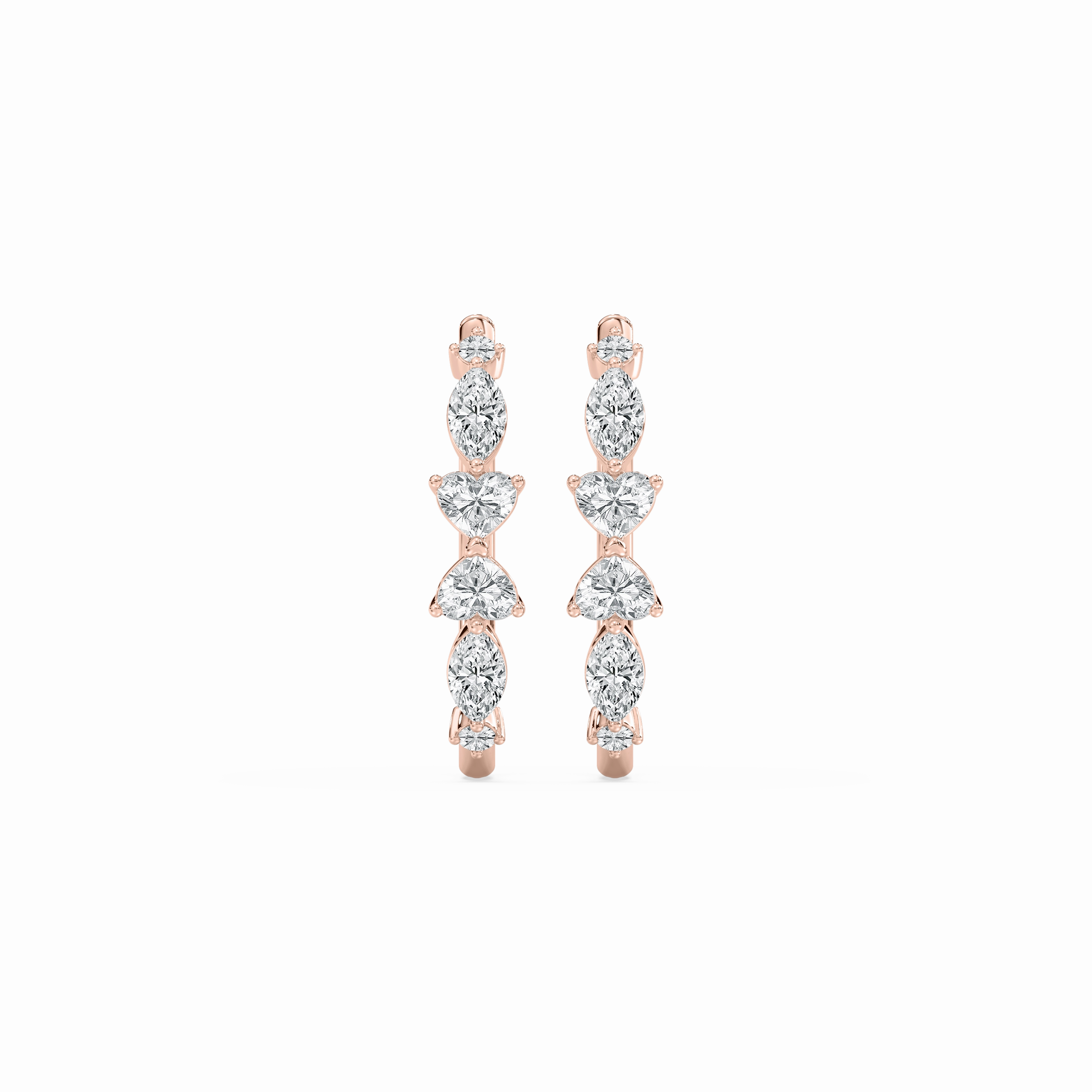 1 ? ctw Heart, Round and Marquise Lab Grown Diamond Hoop Earrings Spiral Item