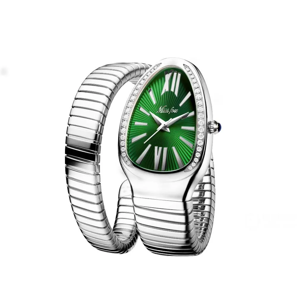 MISSFOX Women&#39;s Watches Snake Shape Luxury Wrist Watch For Women Steel Unique Gold Quartz Ladies Watch Clock Relogio Feminino