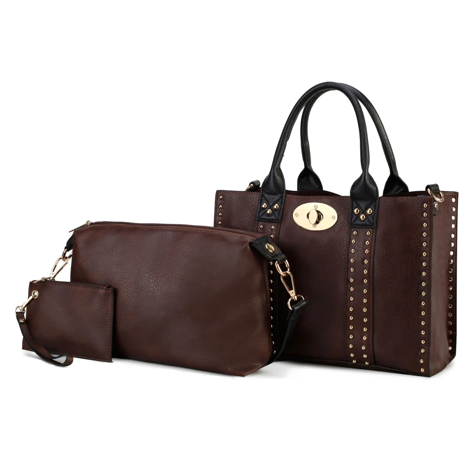 MKF Collection Elissa 3 pc Set Satchel Handbag with Pouch & Coin Purse by Mia K