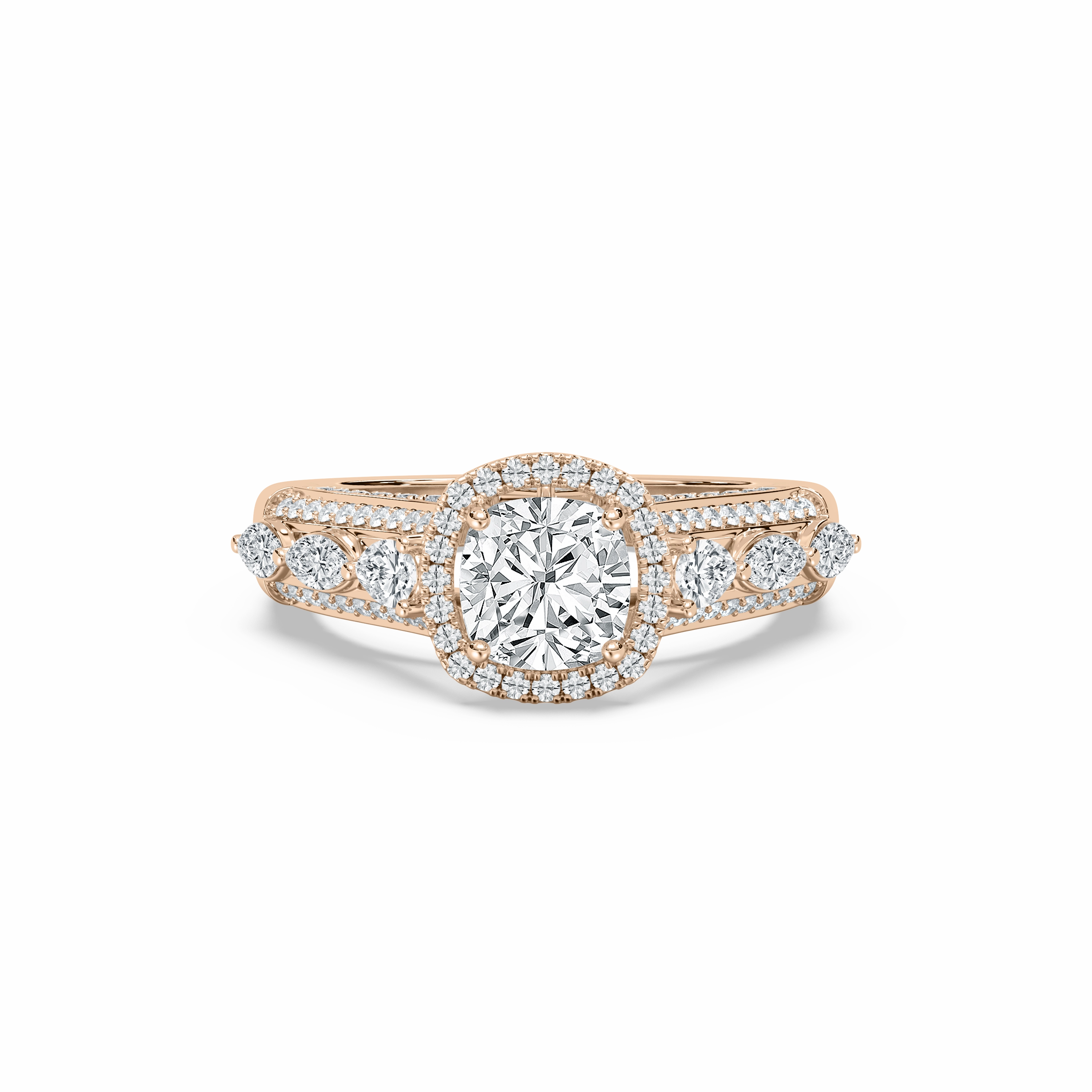 Daily Essential Anniversary Accent Fable 2 3?? ctw Cushion Lab Grown Diamond Ornate Halo Engagement Ring