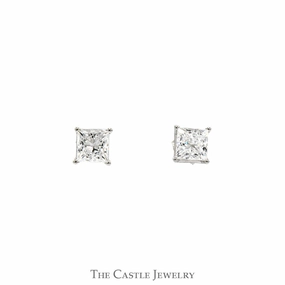 Petite Accessory Simple Must-Have 2cttw Princess Cut Lab Grown Diamond Stud Earrings in 14k White Gold