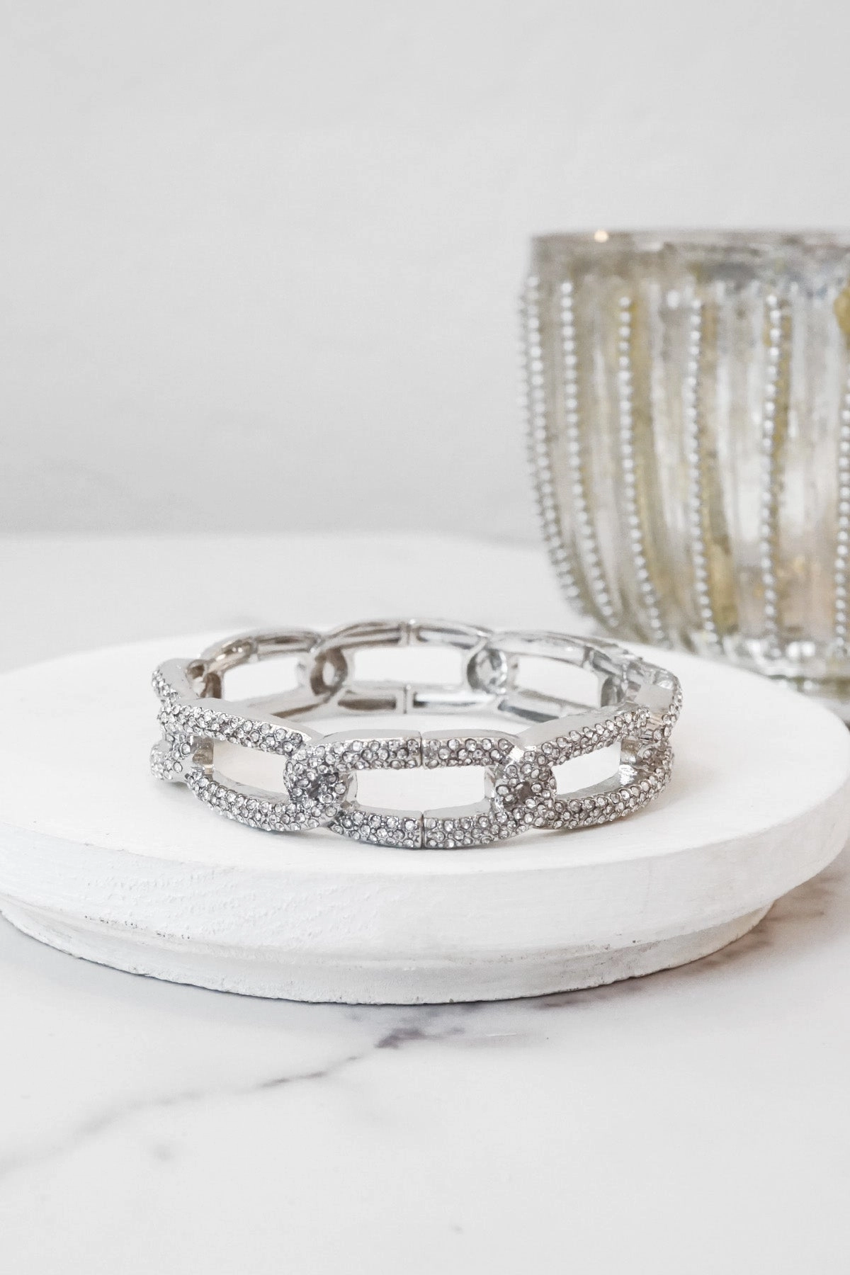 Sparkly Bangle stretch links Gold Gunmetal Silver tone Fashion Journey Bold Statements