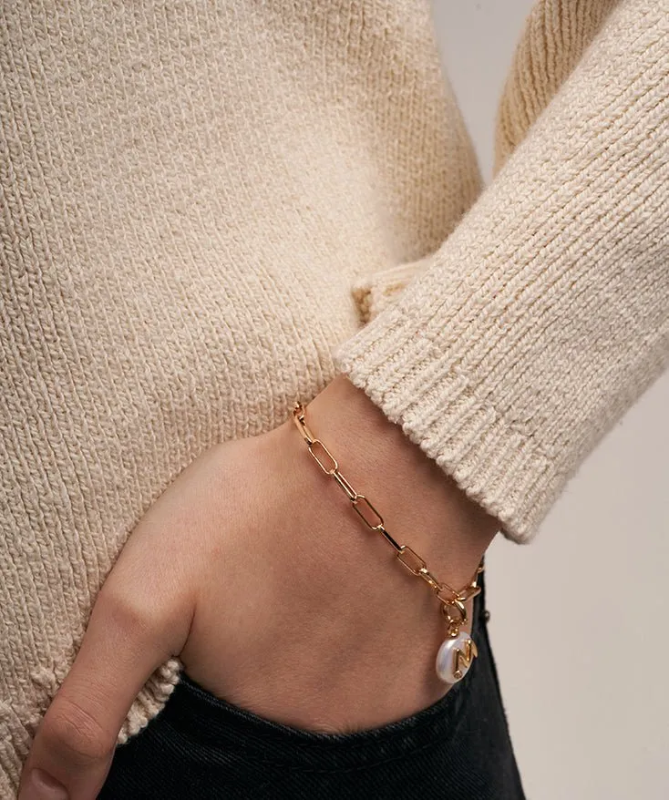 Molten Pearl Initial Charm Bracelet