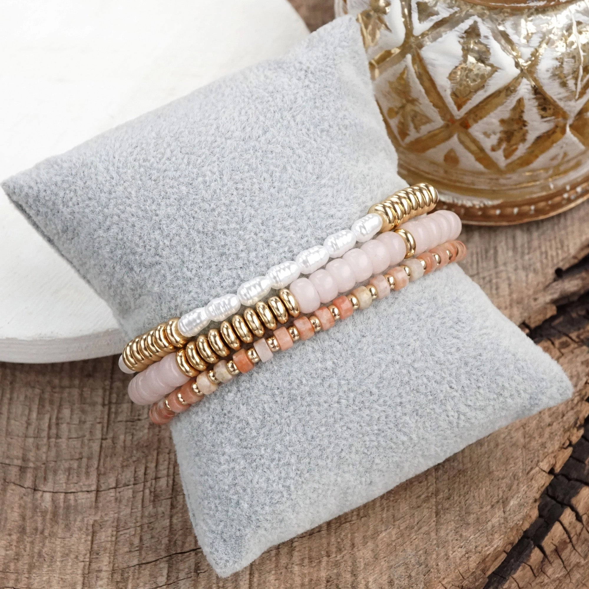 Classic Beaded Bracelet Trio ?C Natural Stone, Pearls & Glass Borderless Fashion