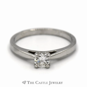Unique Piece Exquisite Accessory Round Diamond Solitaire Engagement Ring in Platinum Cathedral Setting