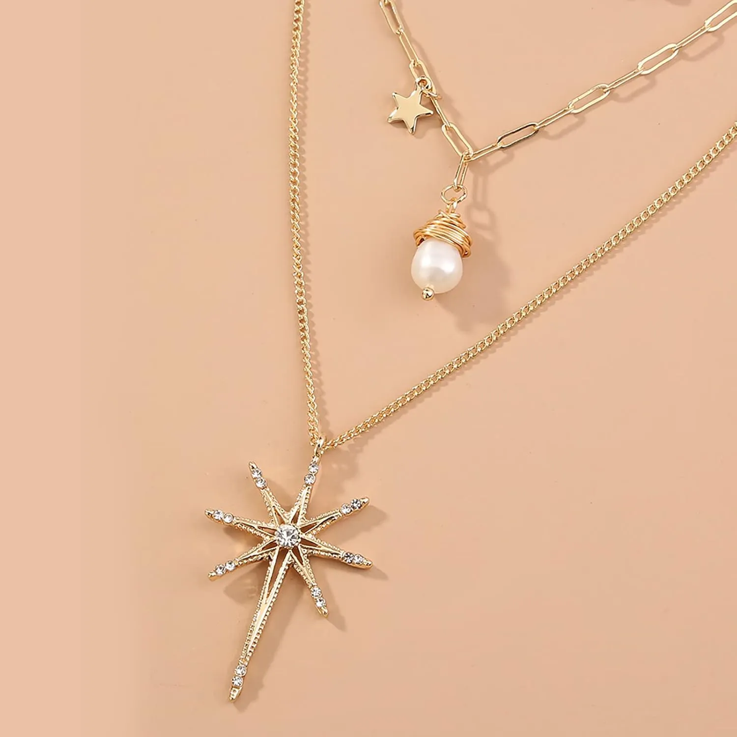 Mother Son Necklace Set for 2 Pendant Faceted Female Three- Gift Necklace Multi-layer Necklaces Pendants Pendant