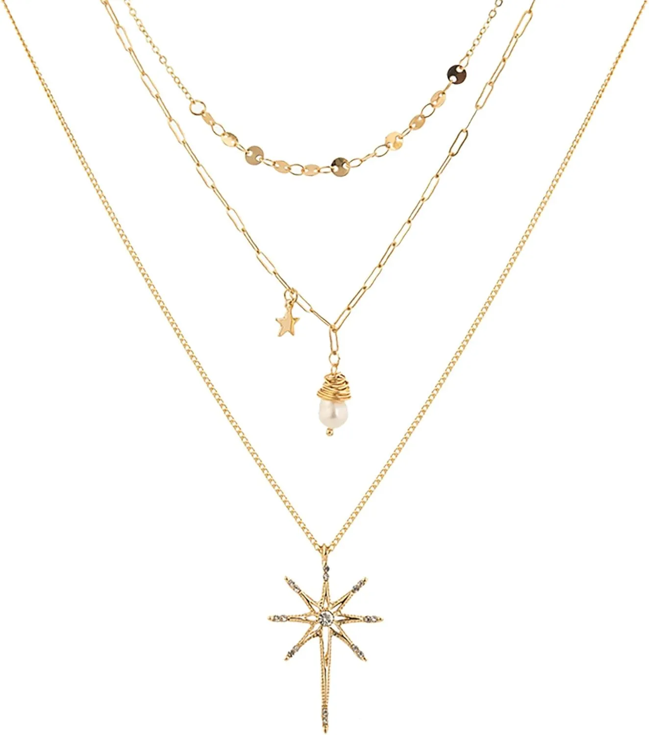 Mother Son Necklace Set for 2 Pendant Faceted Female Three- Gift Necklace Multi-layer Necklaces Pendants Pendant