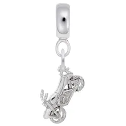 Motorcycle Charm Dangle Bead In Sterling Silver