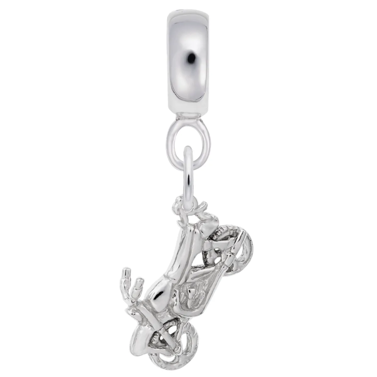 Motorcycle Charm Dangle Bead In Sterling Silver