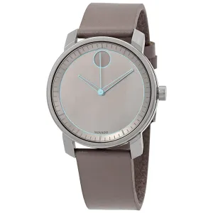 Movado Men's Quartz Watch - Bold Grey Analog Dial Leather Strap | 3600490