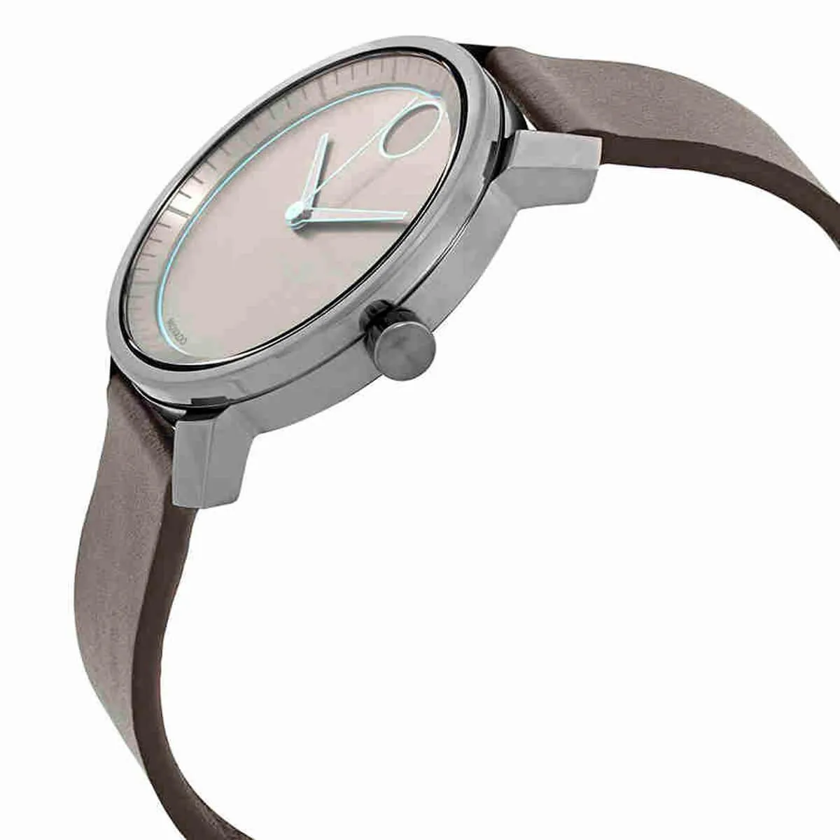Movado Men's Quartz Watch - Bold Grey Analog Dial Leather Strap | 3600490
