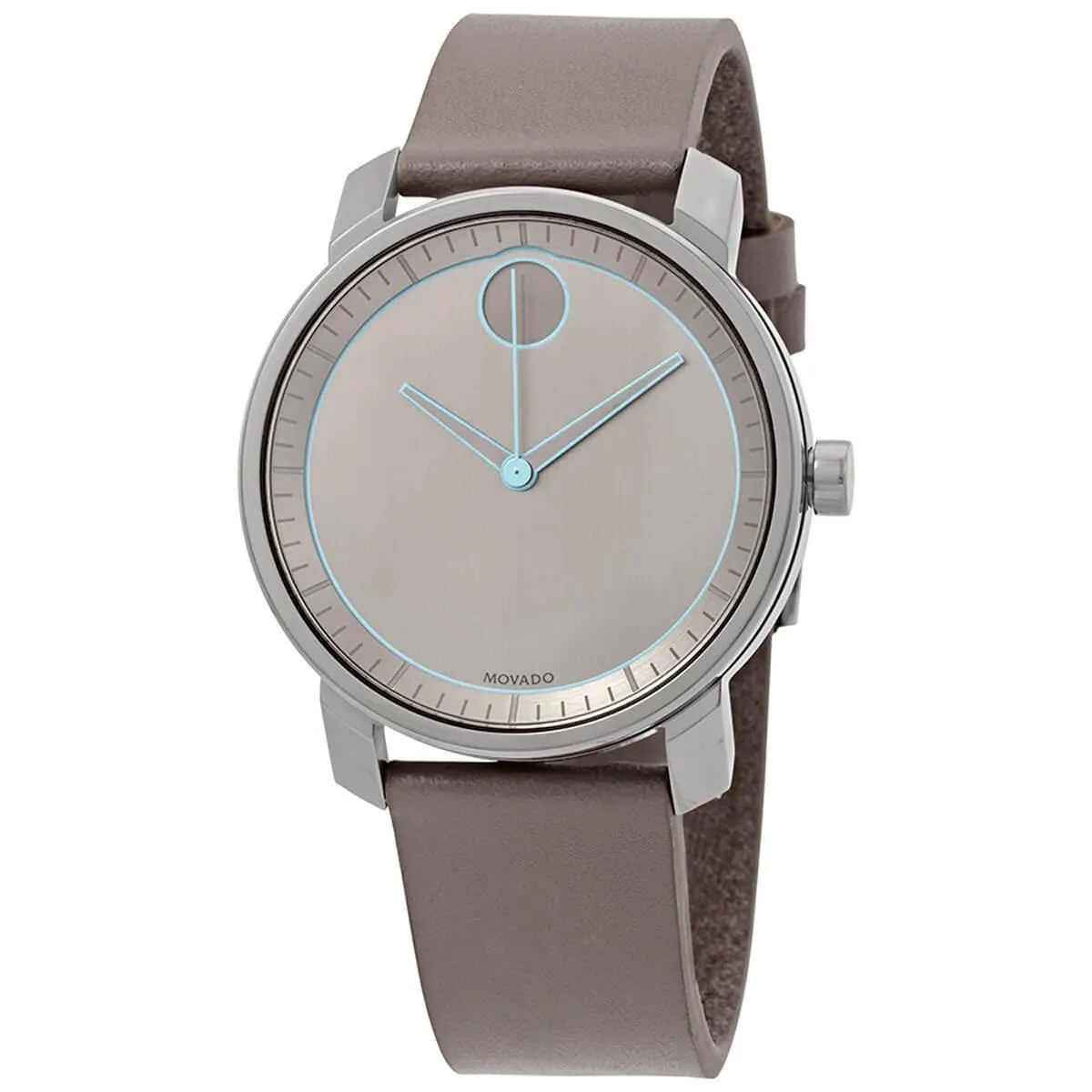 Movado Men's Quartz Watch - Bold Grey Analog Dial Leather Strap | 3600490