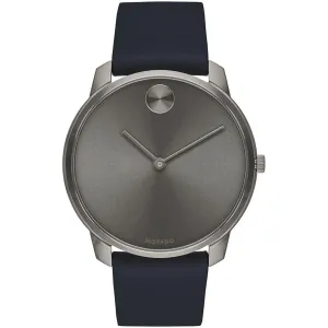 Movado Men's Watch - Bold Quartz Grey Dial Blue Genuine Leather Strap | 3600586