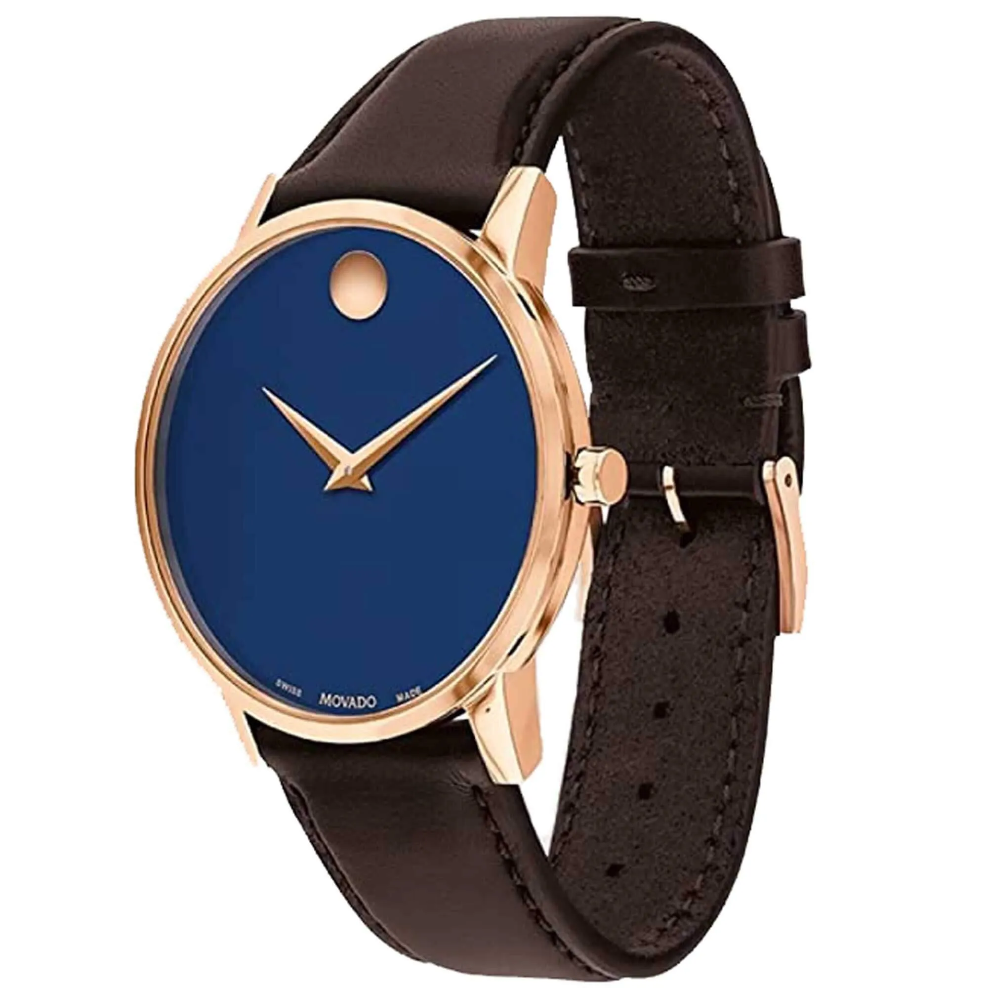 Movado Men's Watch - Museum Classic Quartz Yellow Gold Case Brown Strap | 0607316
