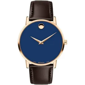 Movado Men's Watch - Museum Classic Quartz Yellow Gold Case Brown Strap | 0607316