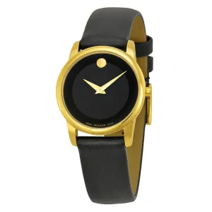 Movado Museum Black Dial Black Leather Ladies Watch 606877 0606877