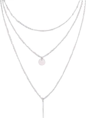 Multi Layered Choker for Women Teen GirlsLayering Necklace Boho Long Necklace Fashion Jewelry (Sliver, One Size)