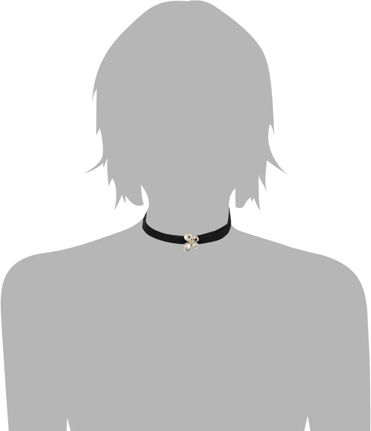 Multi Layered Choker Necklaces for Women, 2 Layer Necklace Choker Gothic with Cubic Zirconia Charms, Adjustable Length