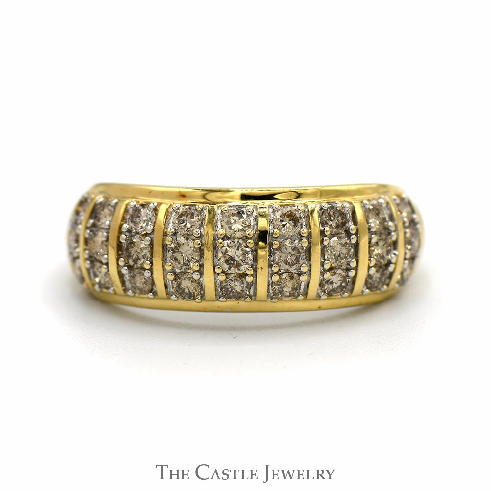 Multi-Column 1cttw Diamond Cluster Band in 10k Yellow Gold Bold Product Classic Appeal