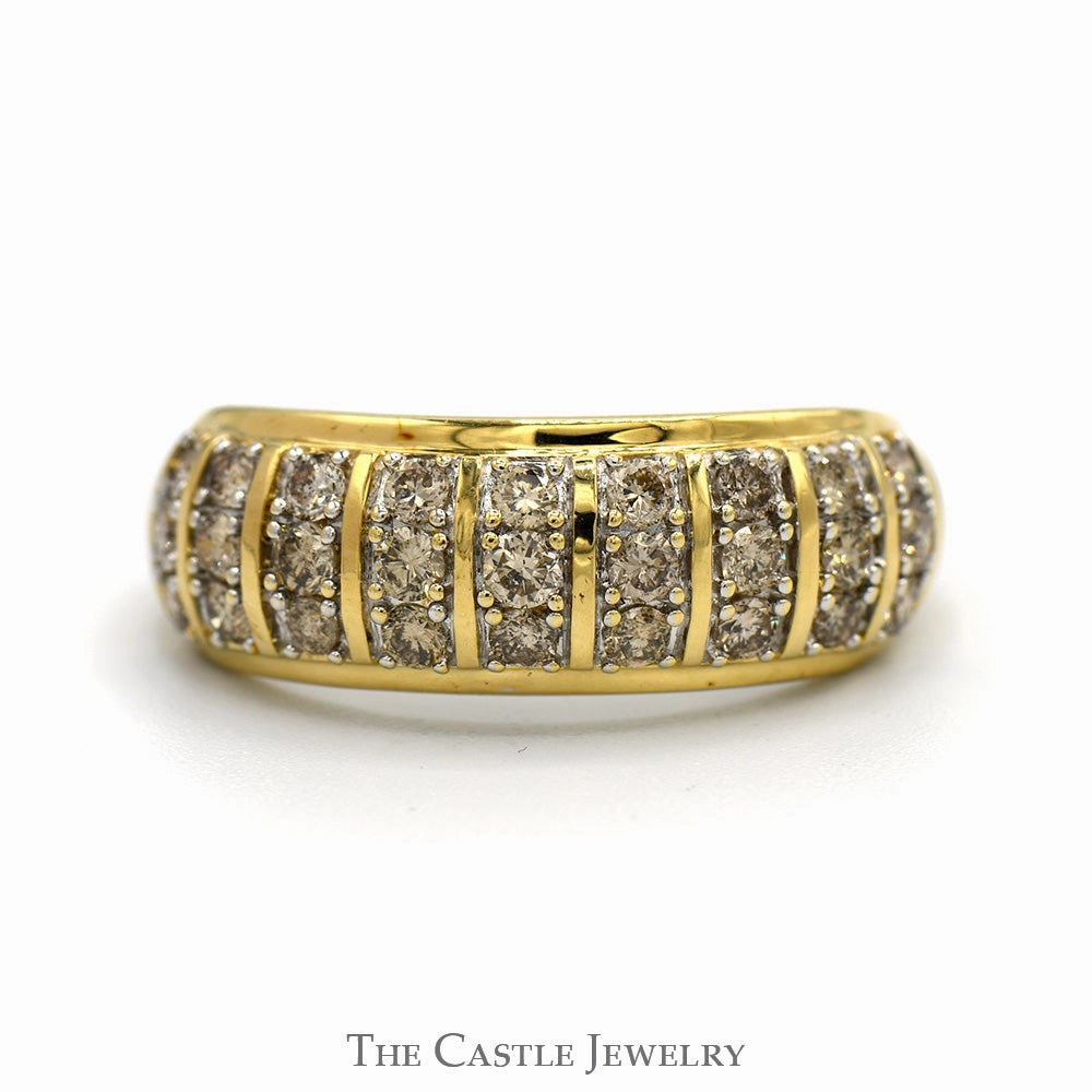 Fashion Mood Multi-Column 1cttw Diamond Cluster Band in 10k Yellow Gold