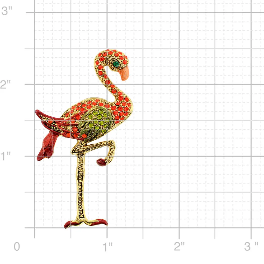 Multicolor Flamingo Crystal Pin Brooch