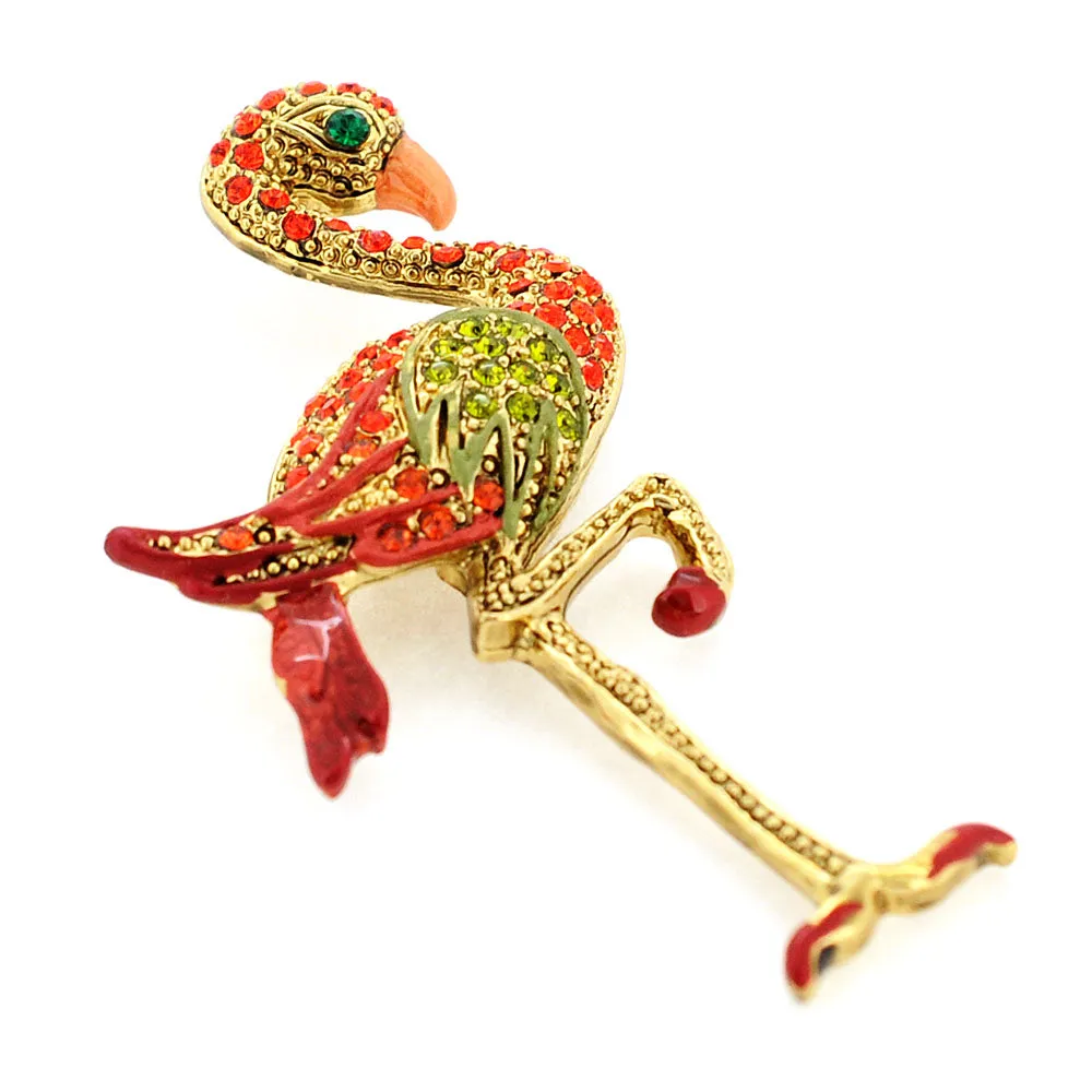 Multicolor Flamingo Crystal Pin Brooch