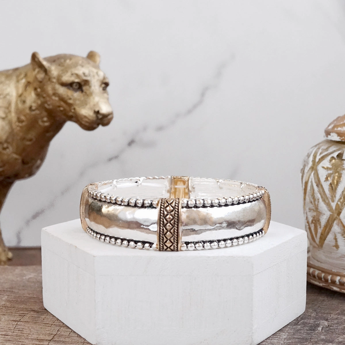 Made to order Instant Update Heritage Shine ?C Wide Hammered Stretch Bangle