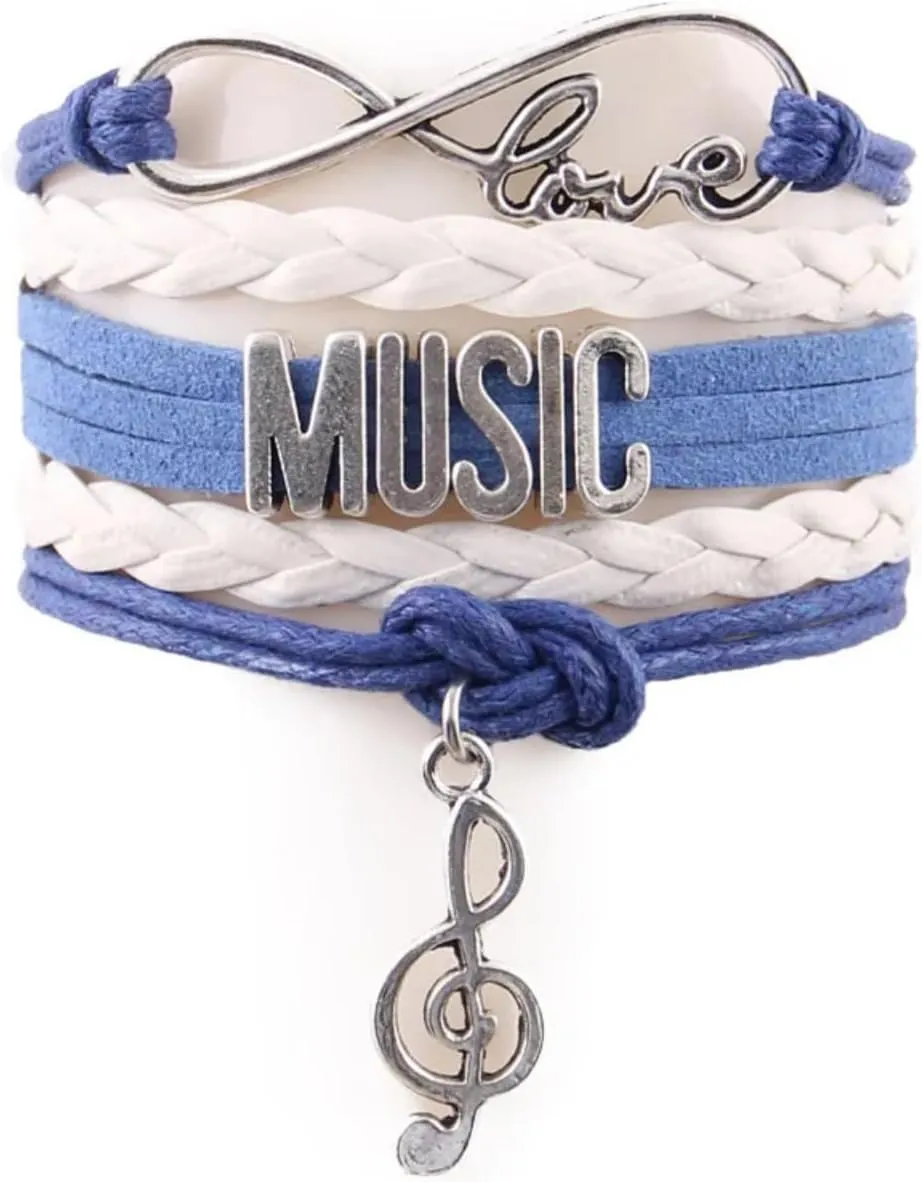 Music Bracelet Stacks Charm Leather Wrap Bracelets Bangles for Women Men Jewelry
