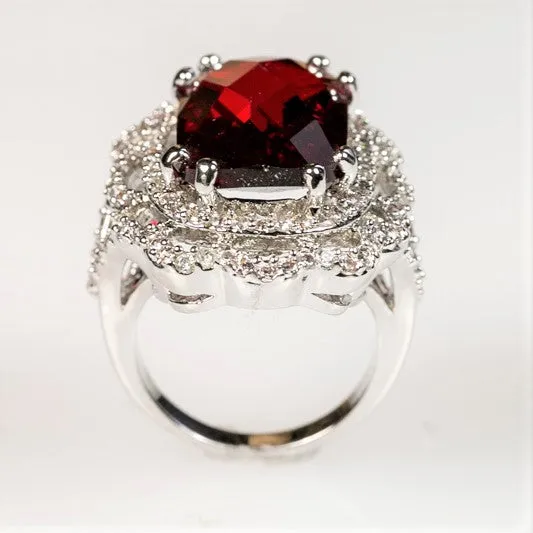Nahida 24ct Faceted Ruby CZ Cocktail Ring | 26ct