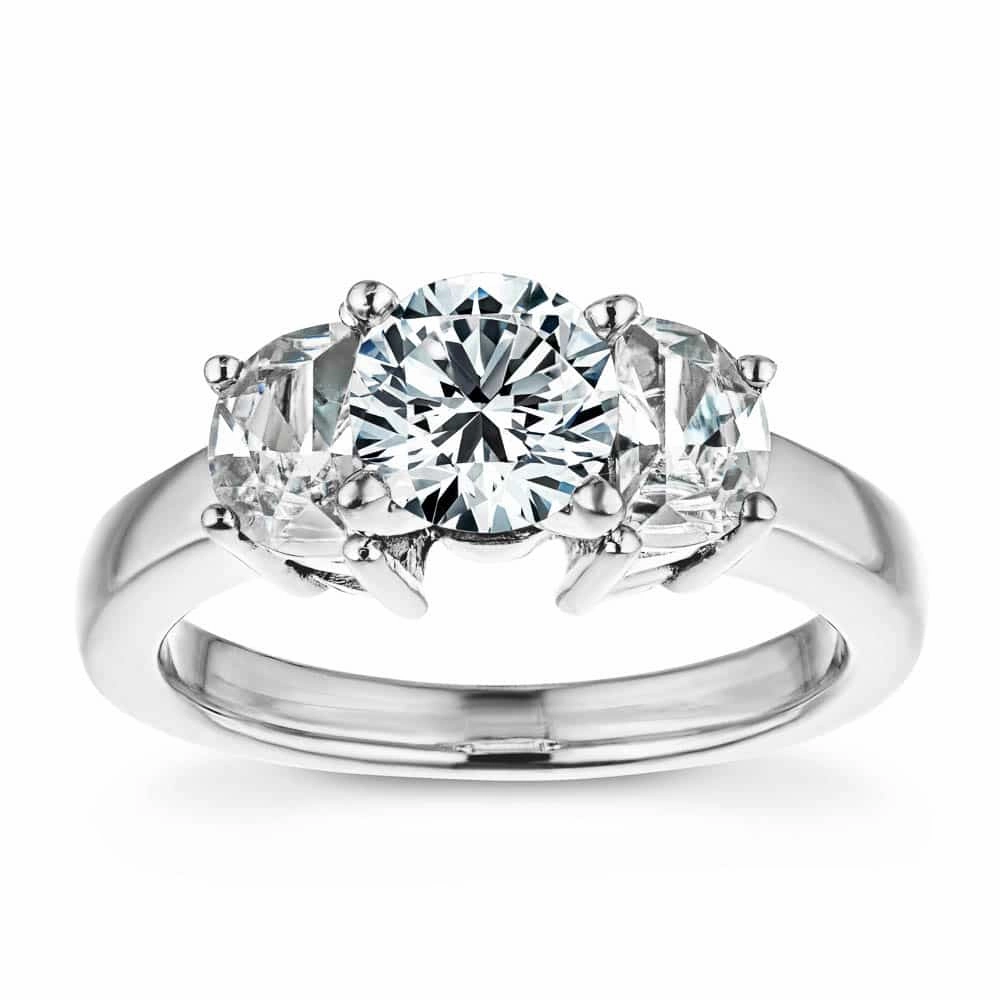 Fashion Focus Naomi Round Lab Grown Diamond and Half Moon Three Stone Engagement Ring
