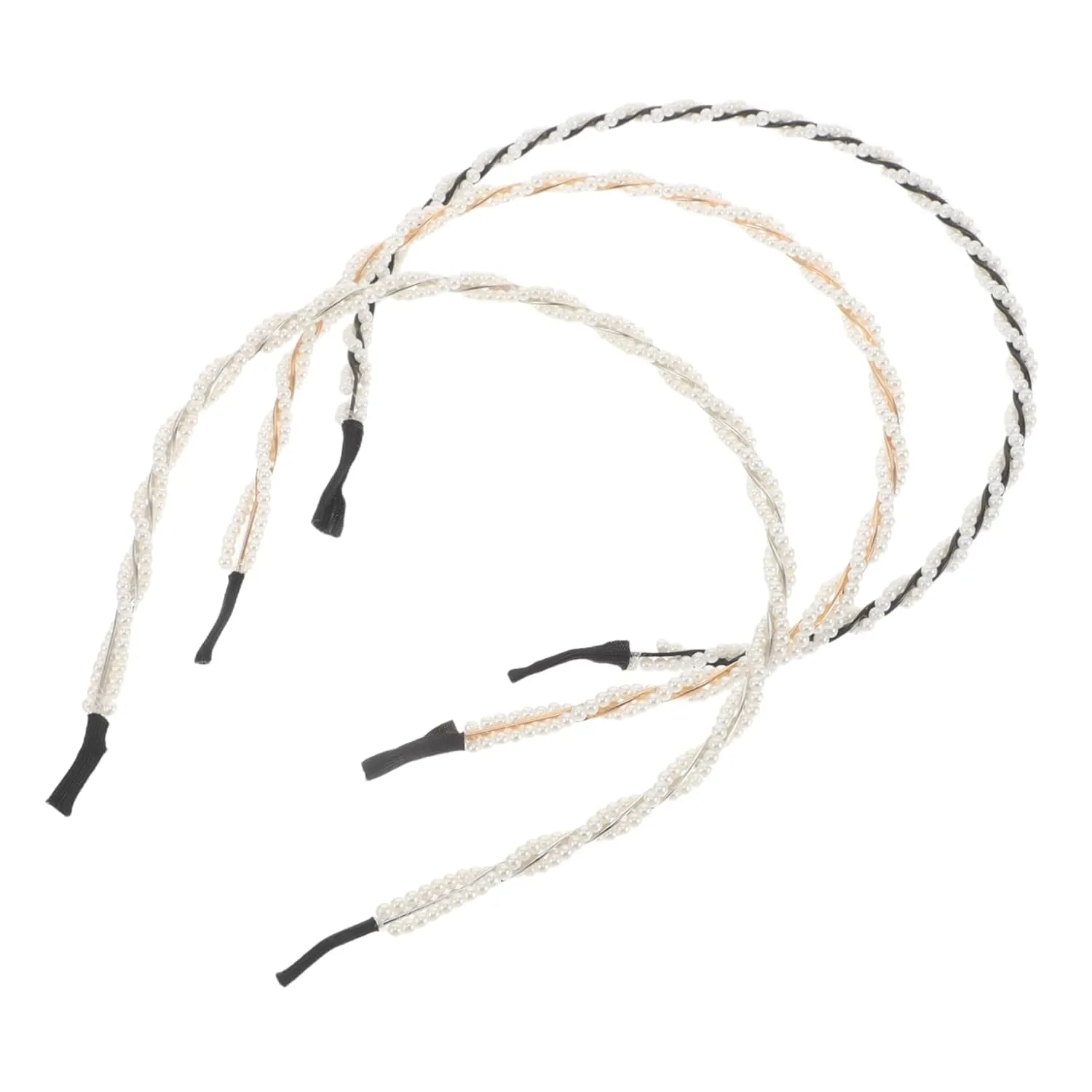 Narrow Metal Headbands Pearls Hand Embroidered Hairpin Versatile Headbands for Women's Hair
