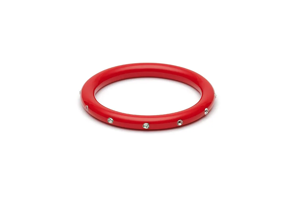 Narrow Red Diamante Bangle